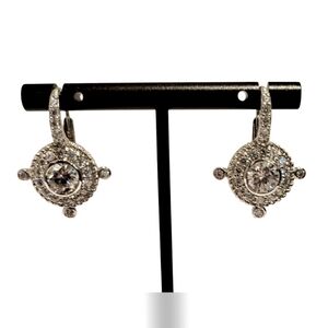 Judith Ripka Silver Earrings with Clear Stones